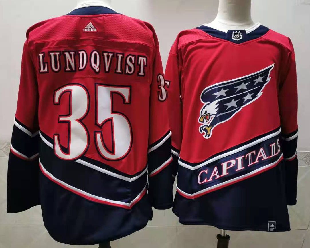 Men's Washington Capitals Henrik Lundqvist #35 Red Home Breakaway Jersey